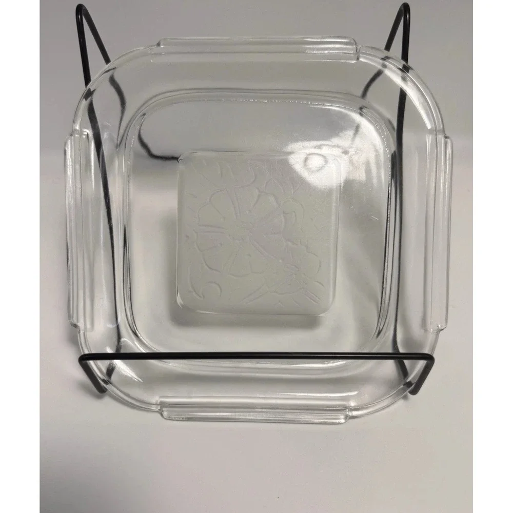 Vintage Serving Plate Tid Bit Hors d'oeuvres Glass with Frosted Design in Center